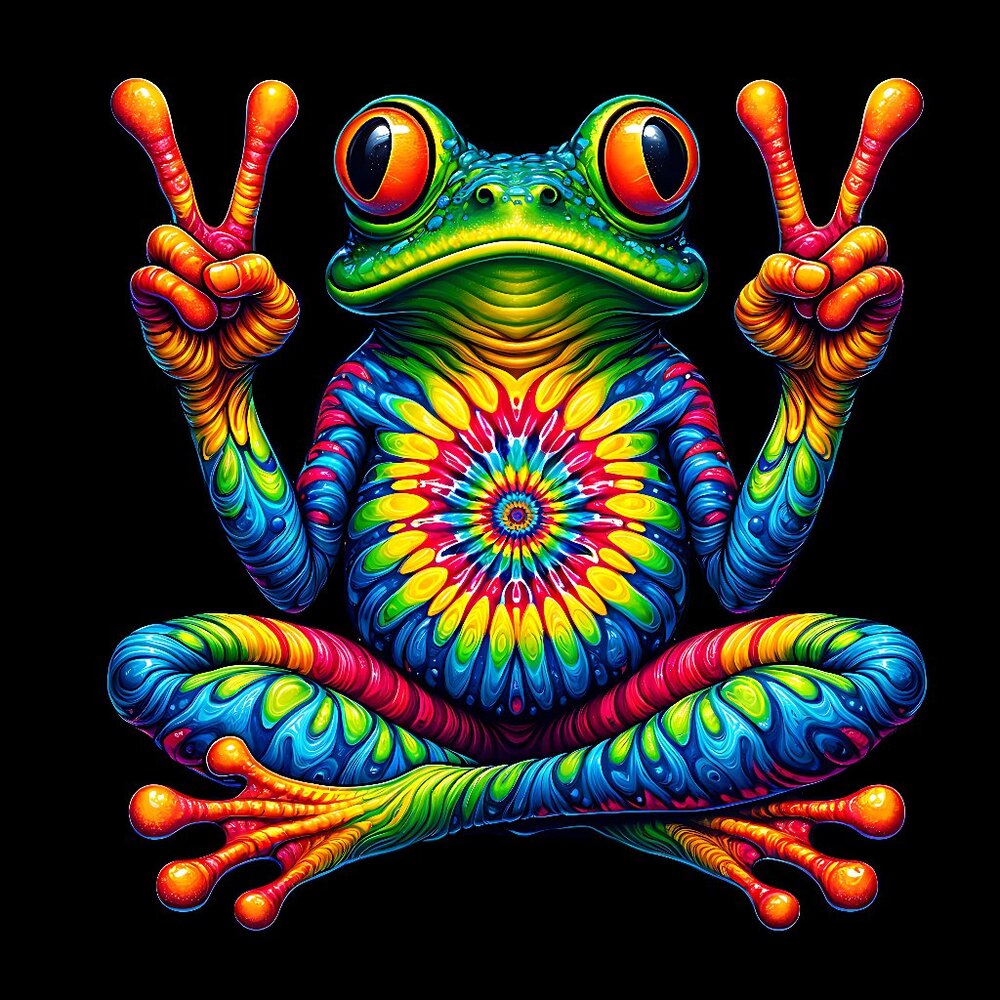 *4 for $10* Hippy Frog UV DTF stickers 2x2